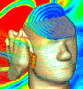 人体頭部と手と携帯端末のシミュレーション