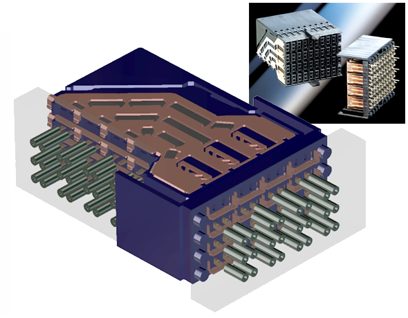 図3：プロトタイプコネクタのCST MWS 3Dモデル