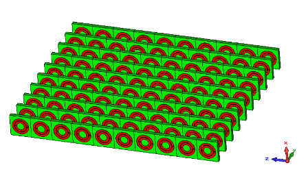 図1：エポキシ基板で裏打ちした銅製SRRsの密配列構造