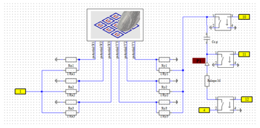 <p>図3: 容量行列センサの回路図（CST DS）</p>